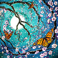 Monarch Butterflies in Teal Moonlight